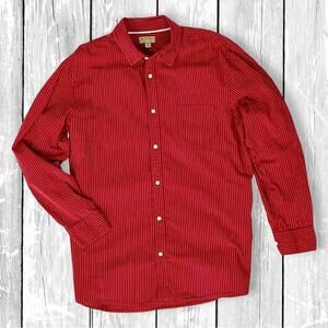 Sonoma XL Red Pinstripe Button Down Shirt Men’s Long Sleeve Cotton